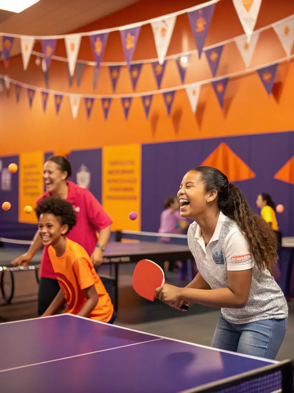 A photo of volunteers and participants engaging in a community volleyball event, highlighting the organization's commitment to community involvement.